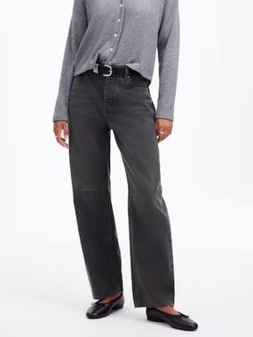 Madewell Darted Barrel Jean Olenda Washed Grey Cotton 28
